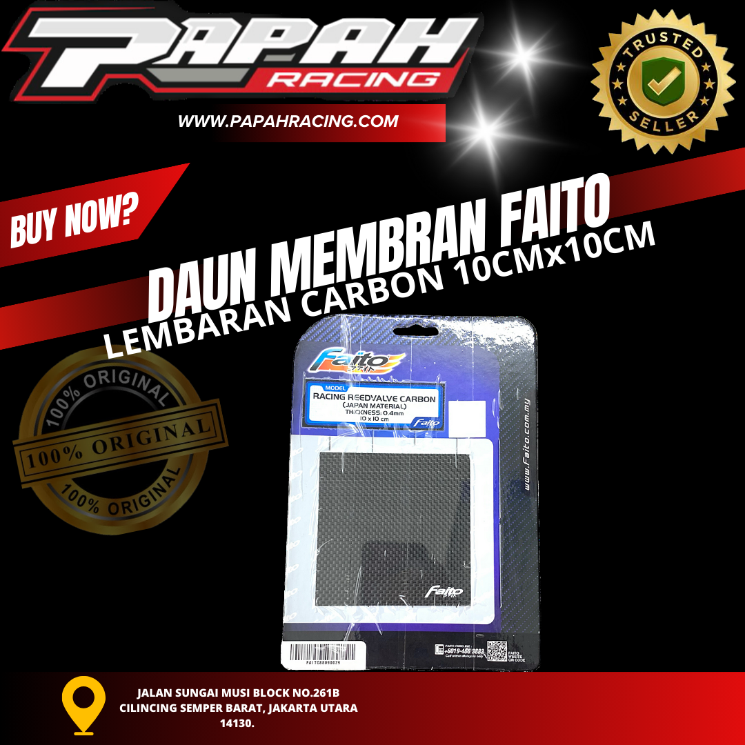 DAUN MEMBRAN FAITO LEMBARAN KARBON CARBON  10CMX10CM FAITO